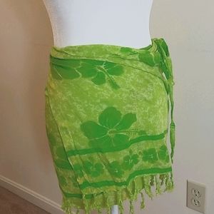 Pareos green sarong wrap bathing suit skirt cover